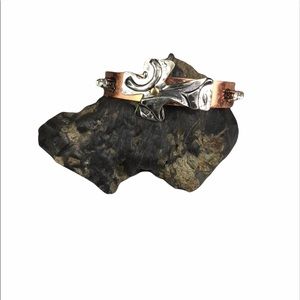 Handmade rustic copper cross cuff bracelet